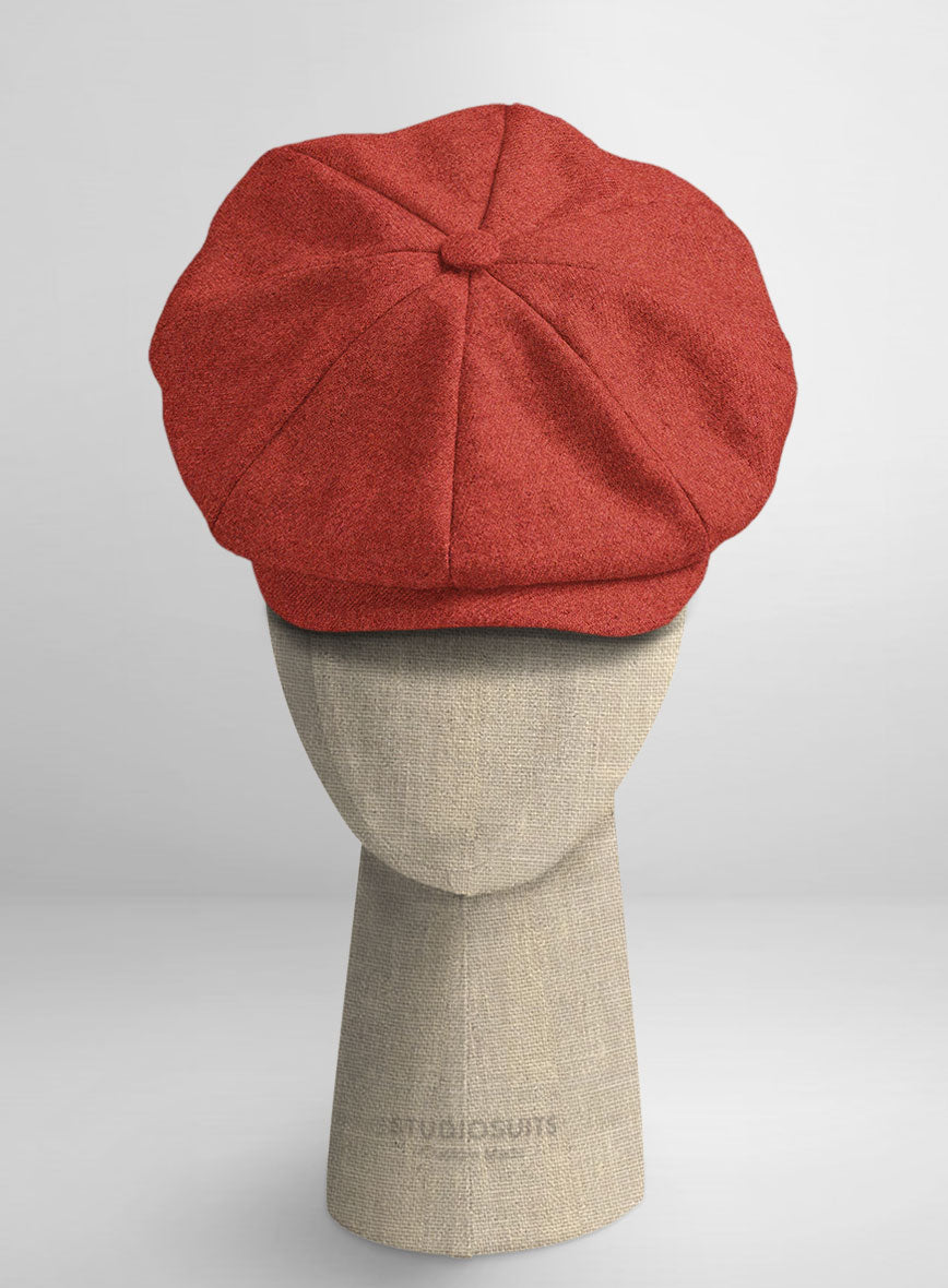 Naples Fiery Orange Tweed Newsboy Cap - StudioSuits