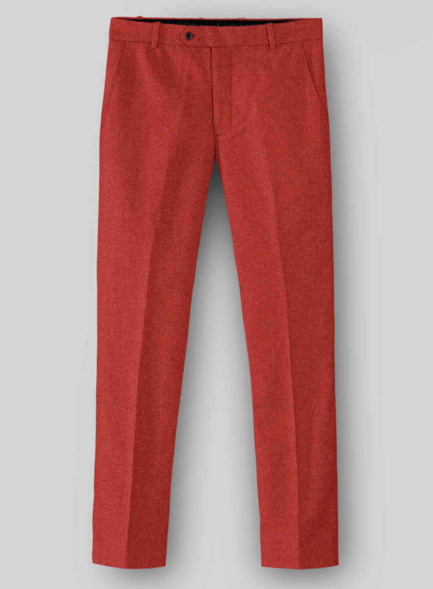Naples Fiery Orange Tweed Pants - StudioSuits
