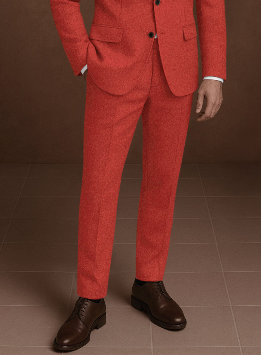 Naples Fiery Orange Tweed Pants - StudioSuits
