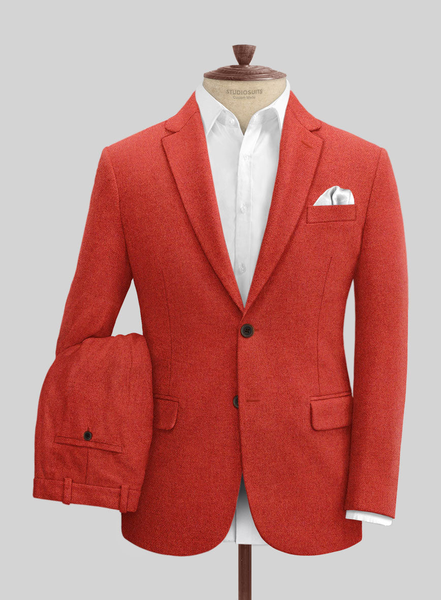 Naples Fiery Orange Tweed Suit - StudioSuits