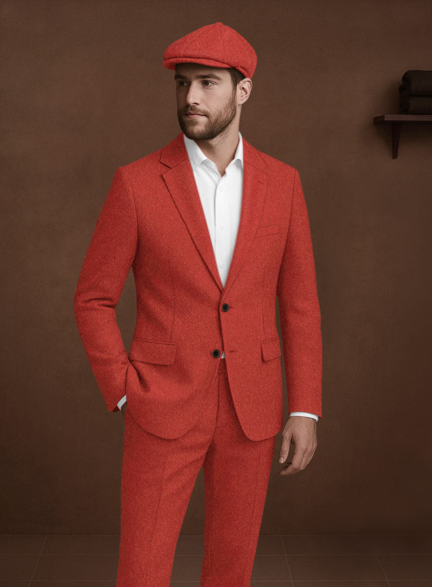 Naples Fiery Orange Tweed Suit - StudioSuits