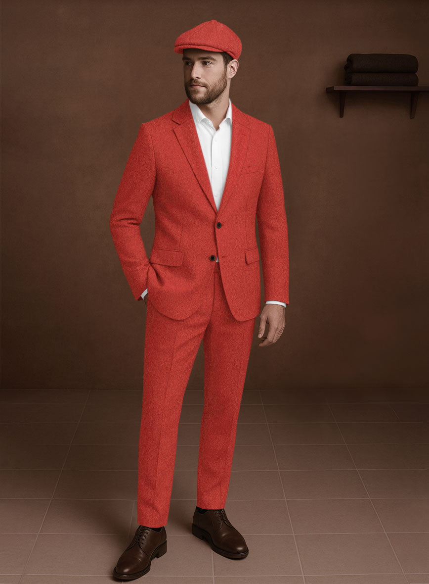 Naples Fiery Orange Tweed Suit - StudioSuits