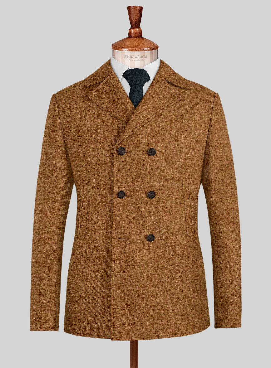 Naples Gold Castle Tweed Pea Coat - StudioSuits