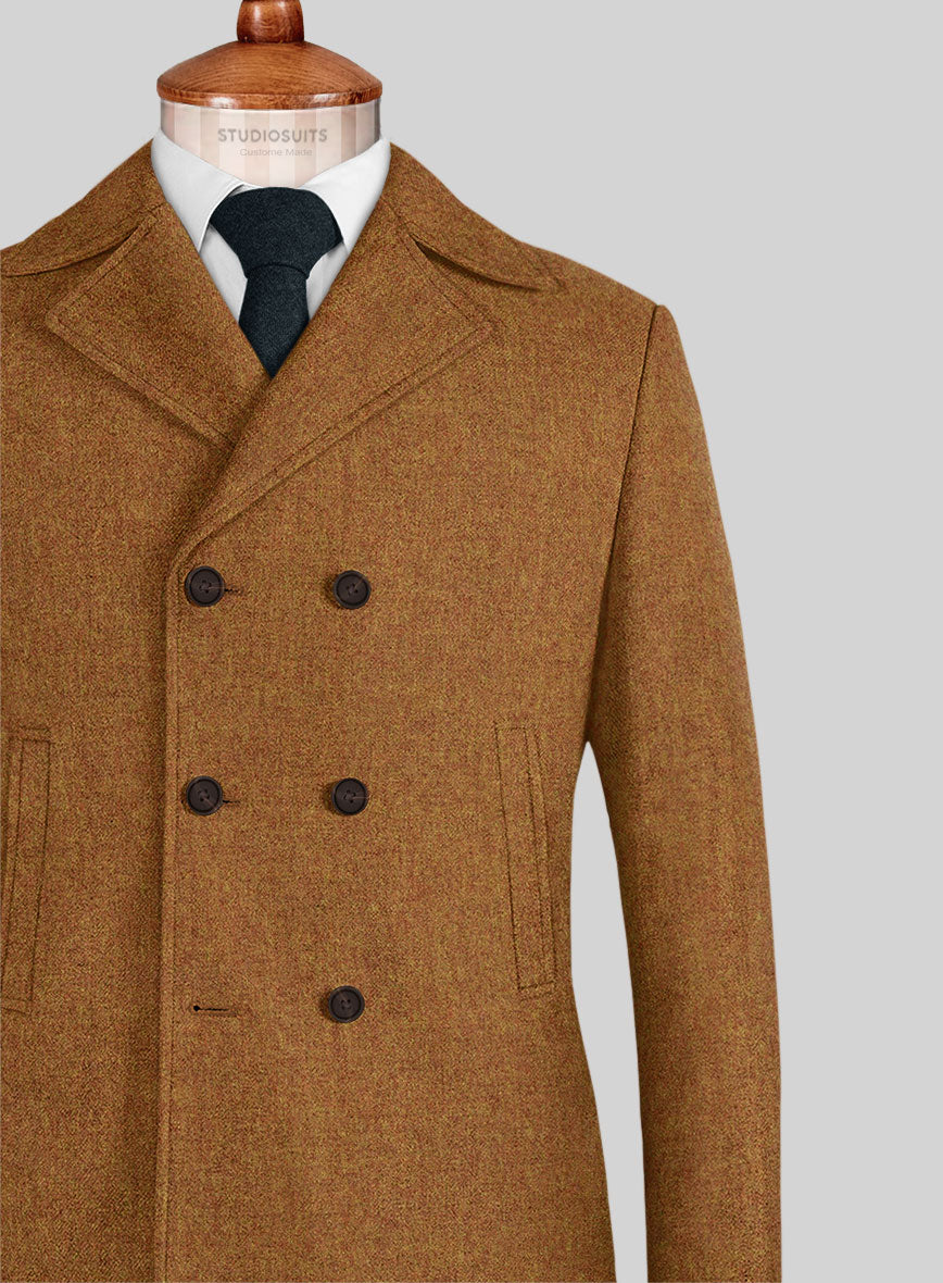 Naples Gold Castle Tweed Pea Coat - StudioSuits