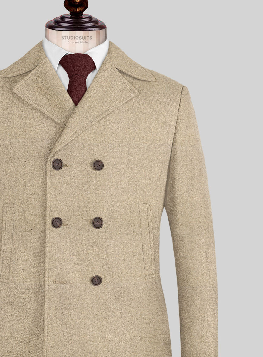 Naples Gondola Beige Tweed Pea Coat - StudioSuits