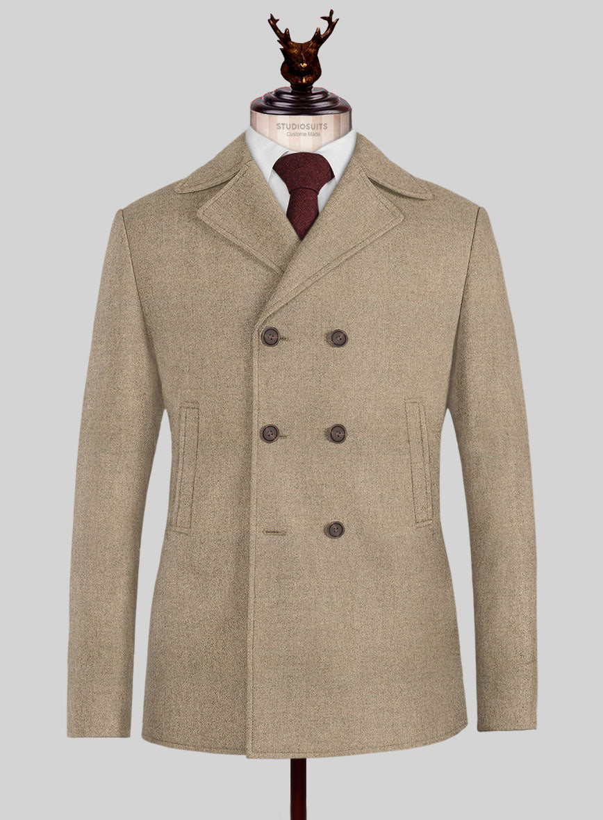 Naples Gondola Beige Tweed Pea Coat - StudioSuits