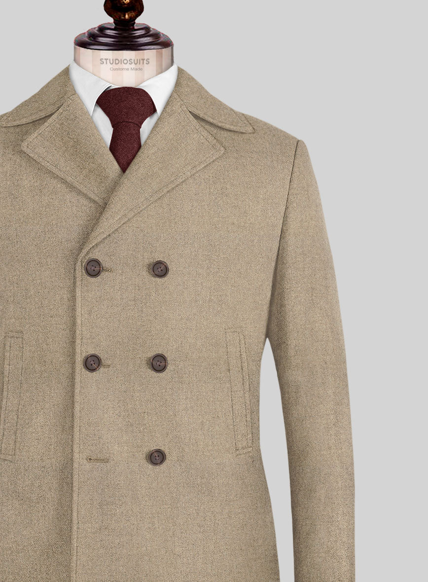 Naples Gondola Beige Tweed Pea Coat - StudioSuits