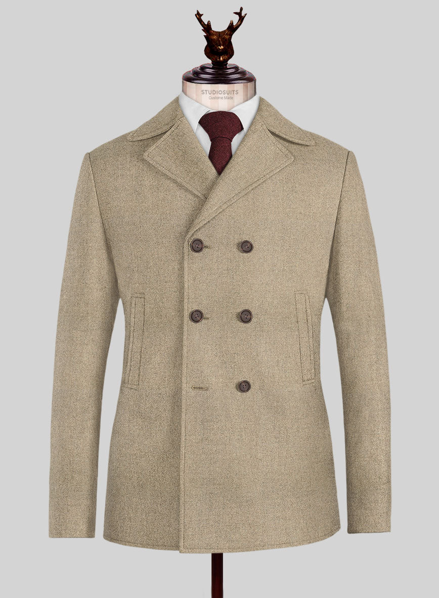 Naples Gondola Beige Tweed Pea Coat - StudioSuits