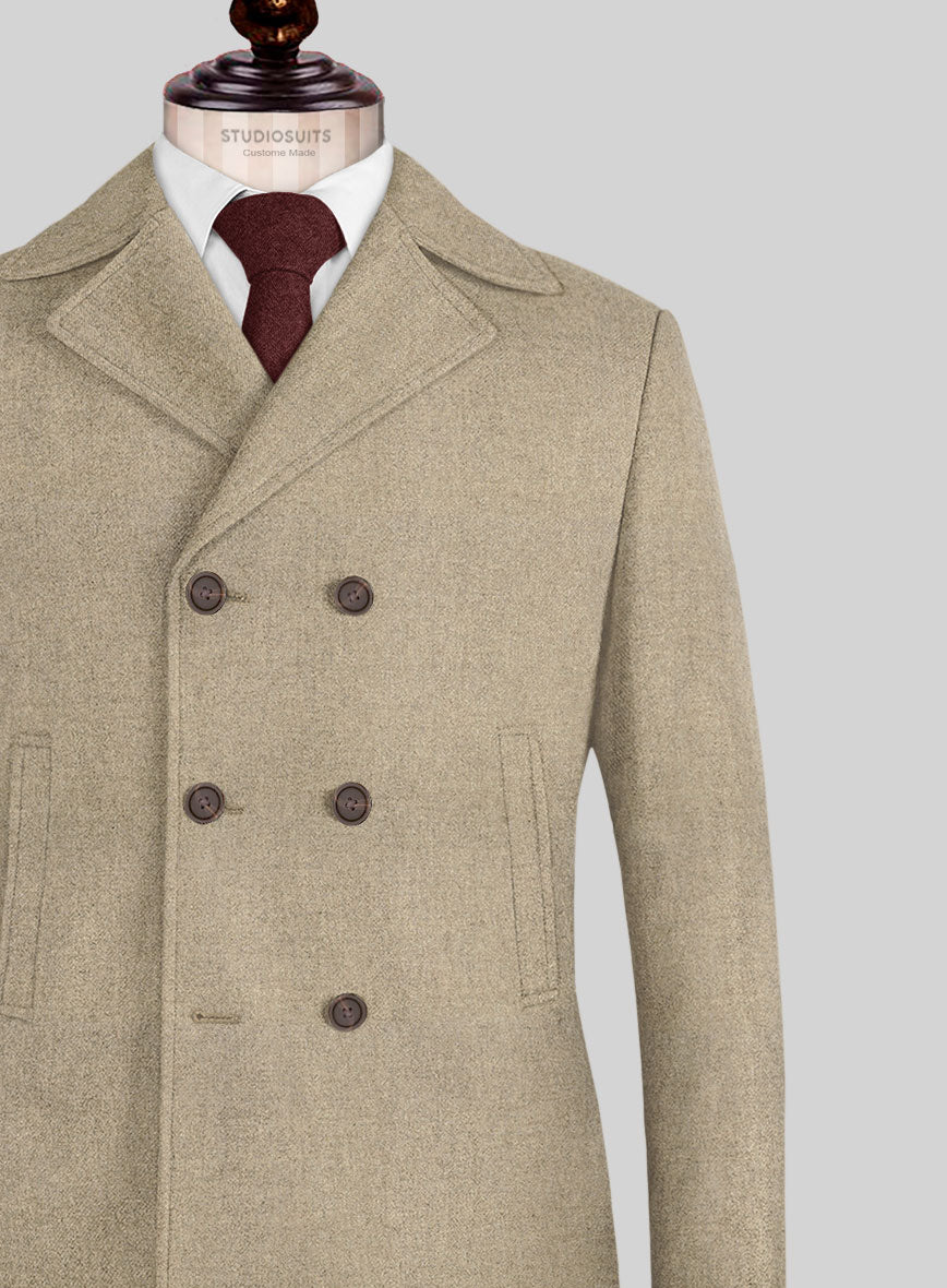 Naples Gondola Beige Tweed Pea Coat - StudioSuits