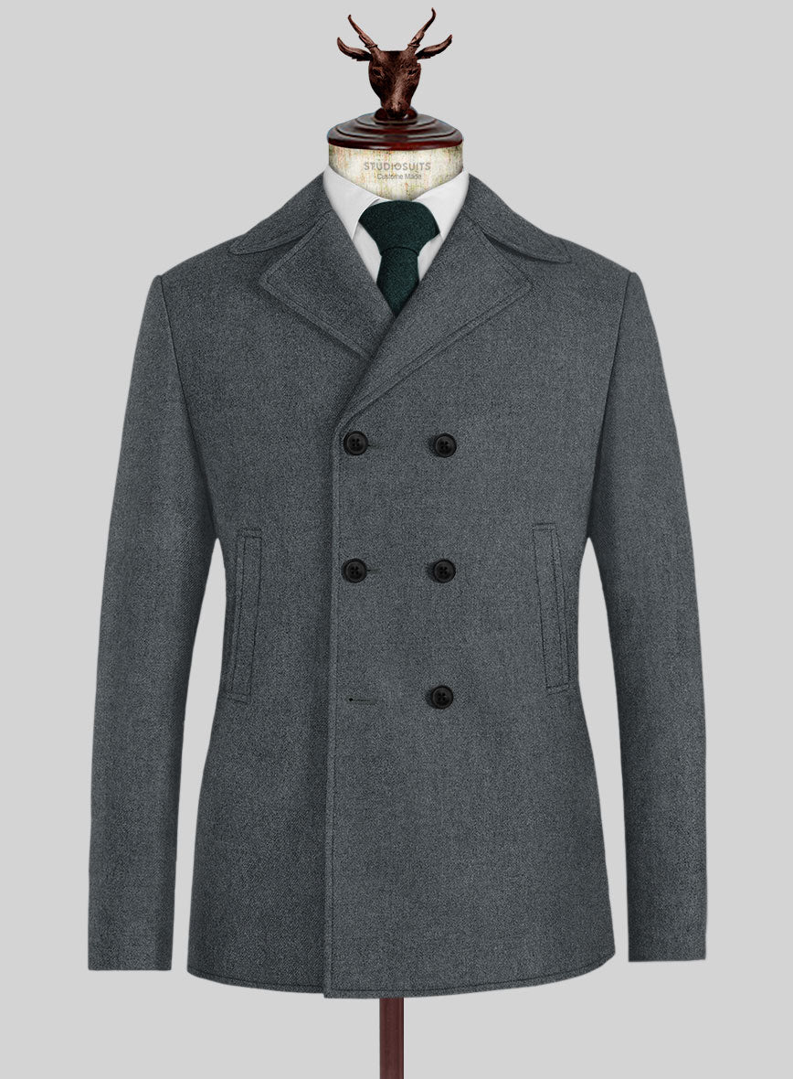 Naples Gray Tweed Pea Coat - StudioSuits