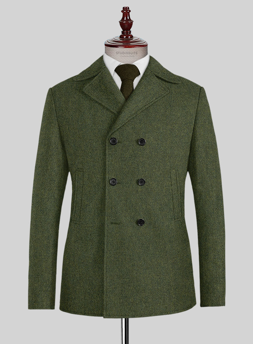 Naples Green Tweed Pea Coat - StudioSuits