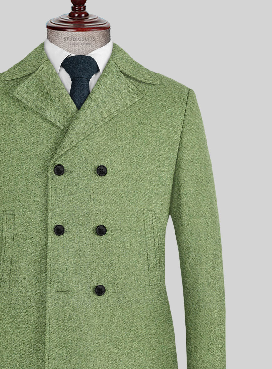Naples Honeydew Green Tweed Pea Coat - StudioSuits