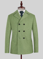 Naples Honeydew Green Tweed Pea Coat - StudioSuits