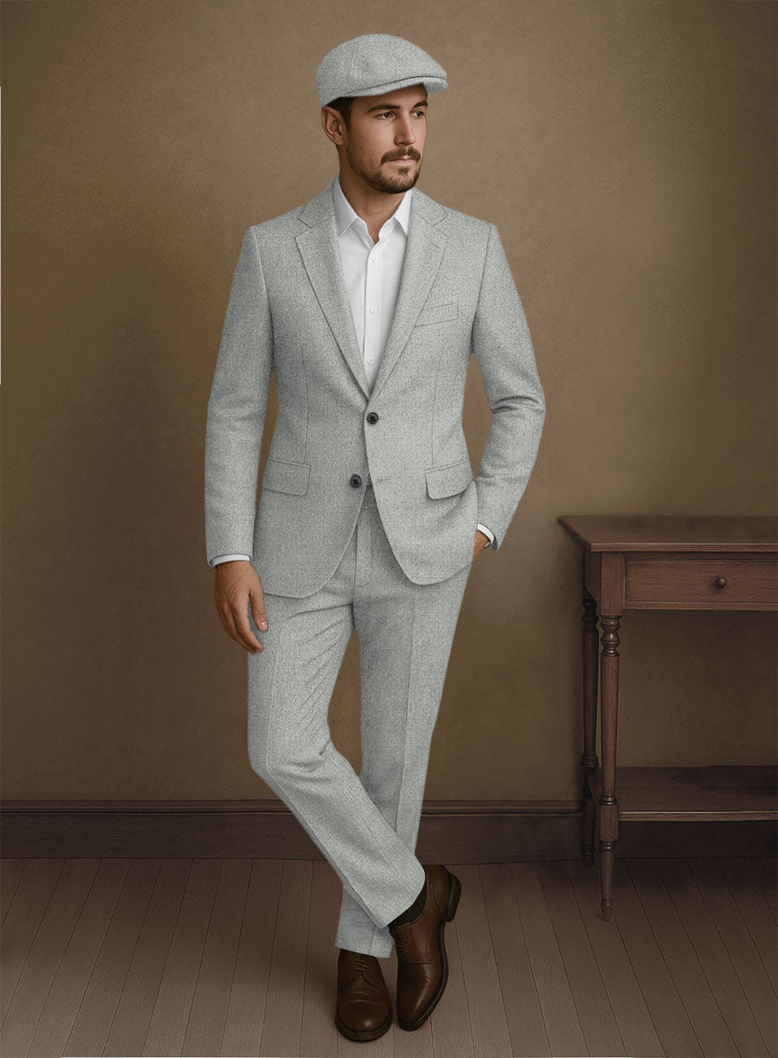 Naples Ice Gray Tweed Suit - StudioSuits