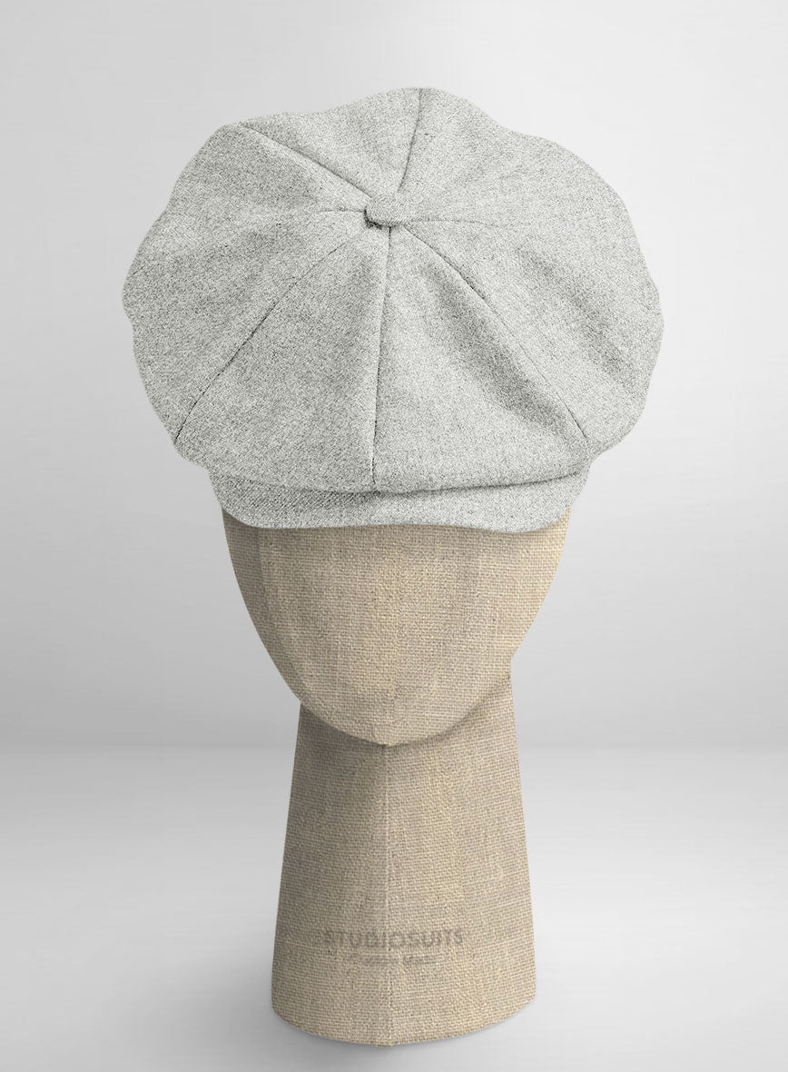 Naples Ice Gray Tweed Newsboy Cap - StudioSuits
