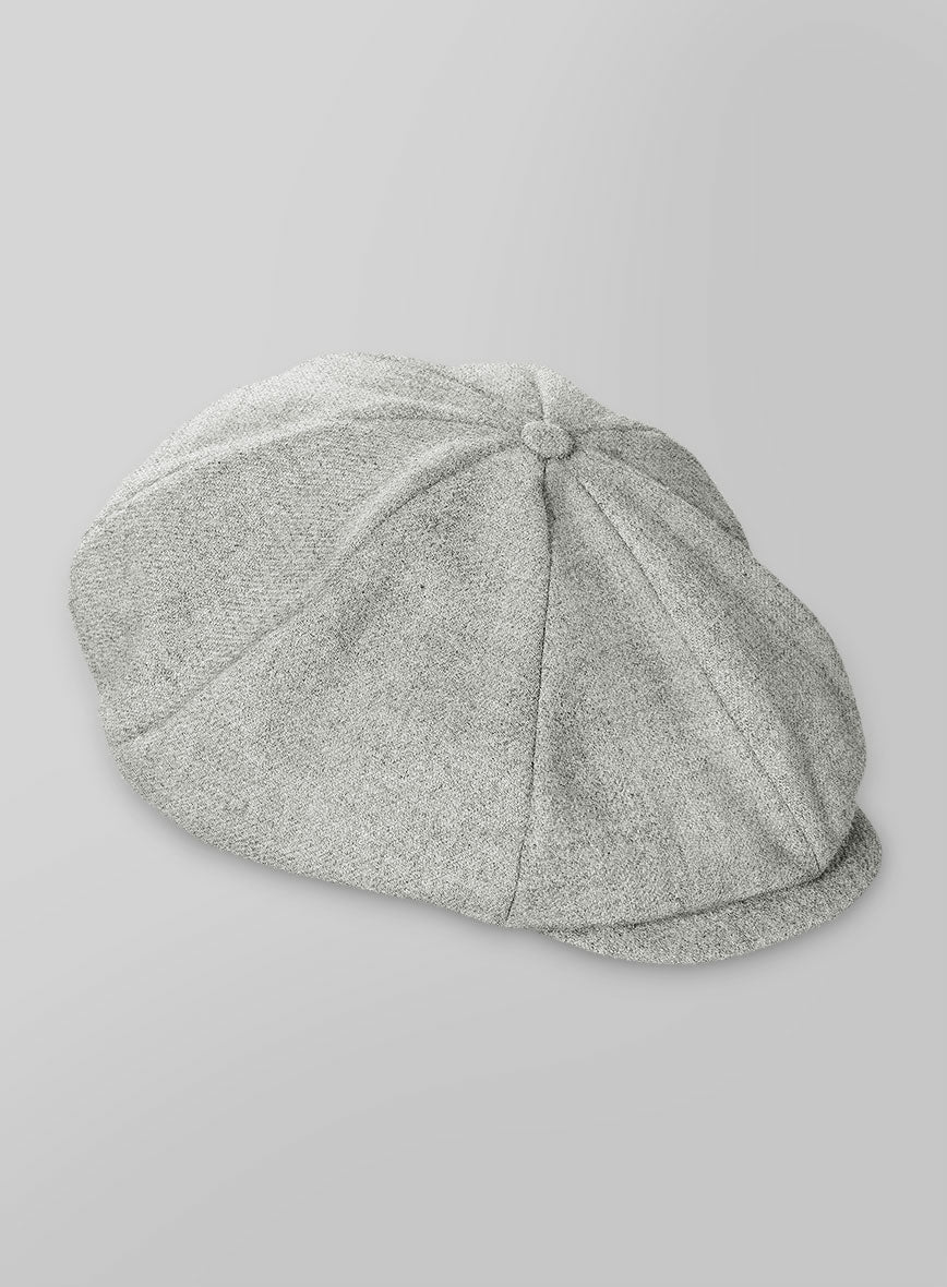 Naples Ice Gray Tweed Newsboy Cap - StudioSuits