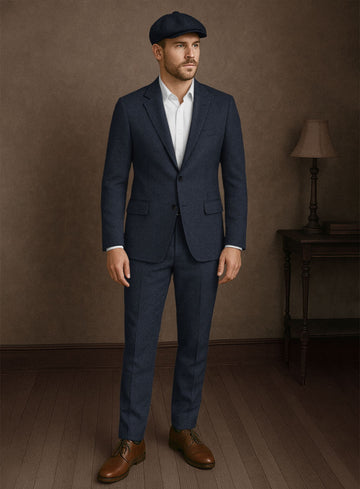 Naples Jet Blue Tweed Suit - StudioSuits