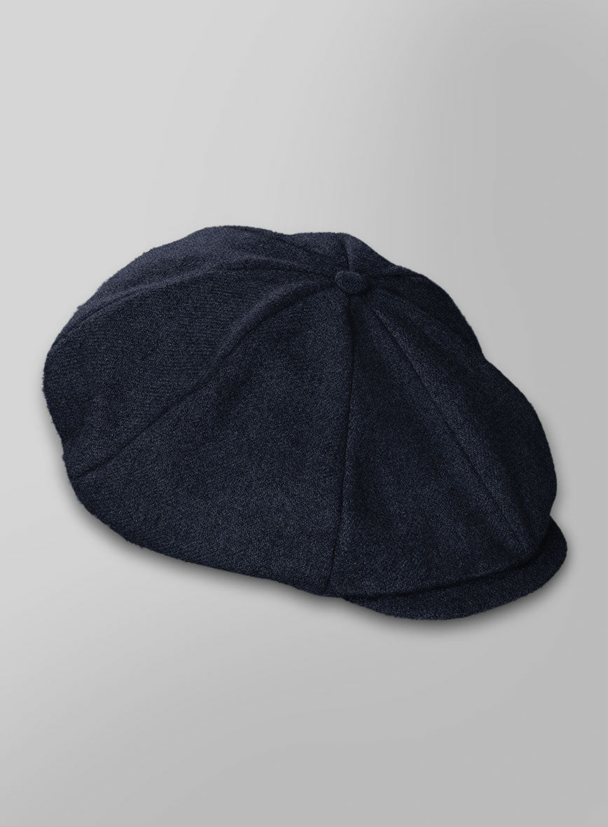 Naples Jet Blue Tweed Newsboy Cap - StudioSuits