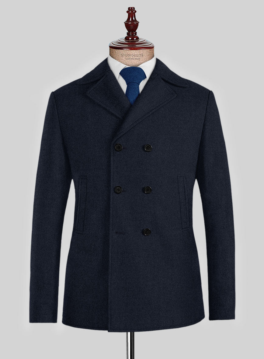 Naples Jet Blue Tweed Pea Coat - StudioSuits