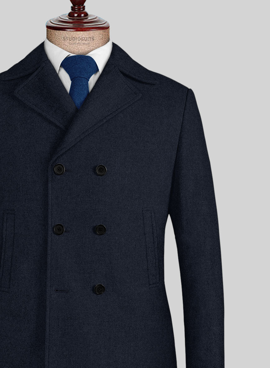 Naples Jet Blue Tweed Pea Coat - StudioSuits