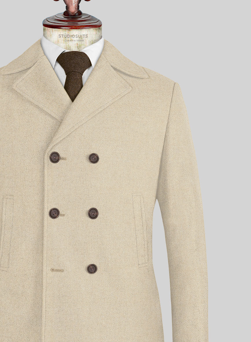 Naples Latte Tweed Pea Coat - StudioSuits