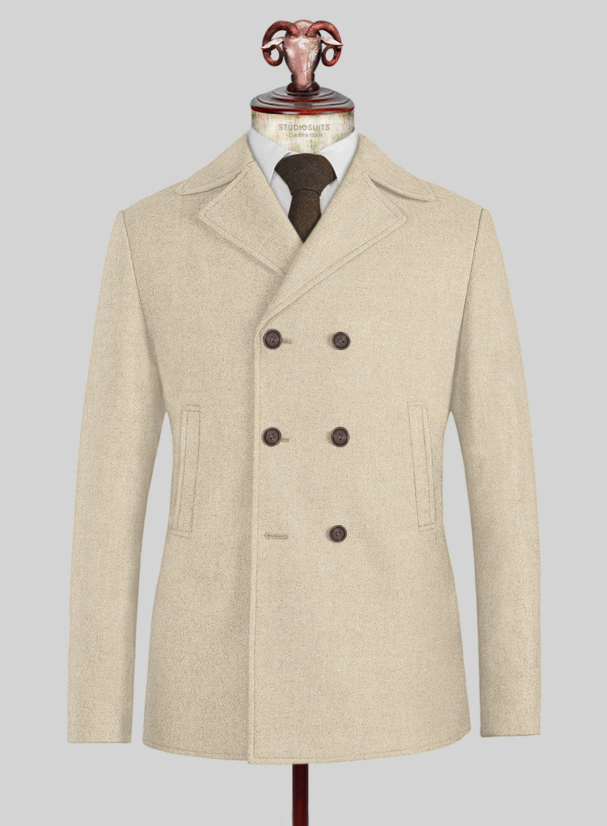 Naples Latte Tweed Pea Coat - StudioSuits