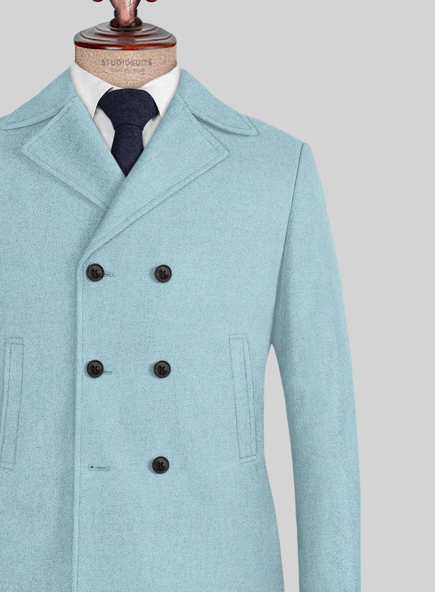 Naples Light Blue Tweed Pea Coat - StudioSuits