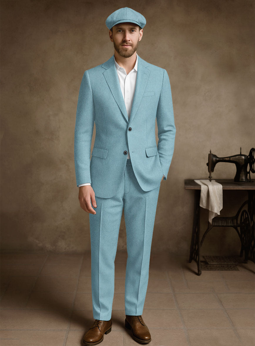 Naples Light Blue Tweed Suit - StudioSuits