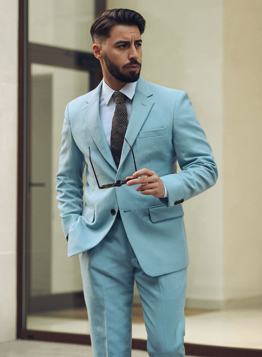 Naples Light Blue Tweed Suit - StudioSuits