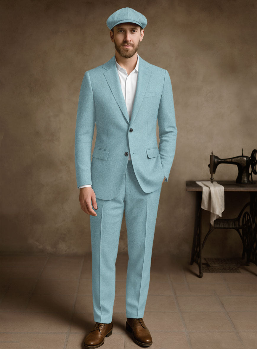 Naples Light Blue Tweed Suit - StudioSuits