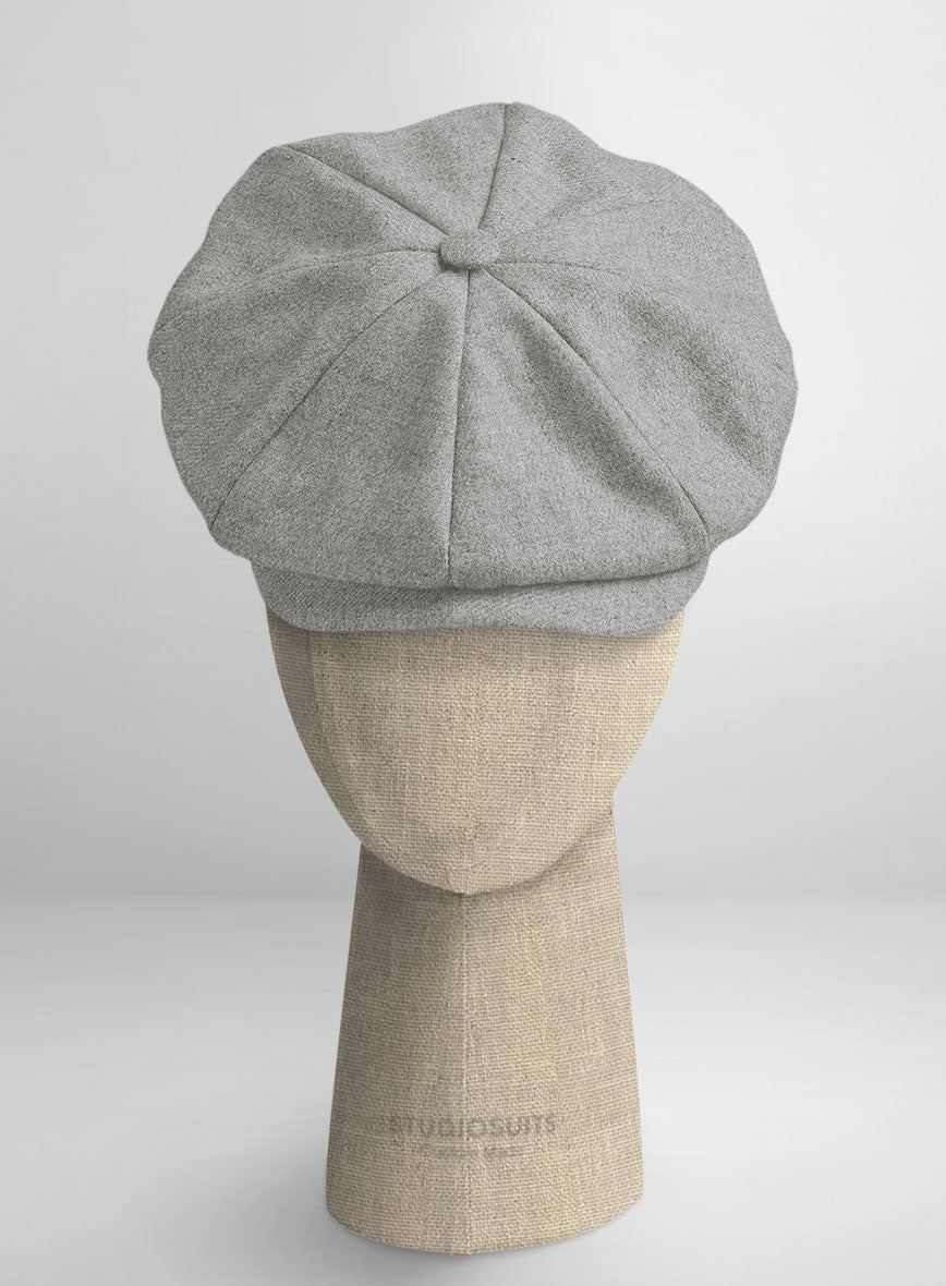 Naples Light Gray Tweed Newsboy Cap - StudioSuits