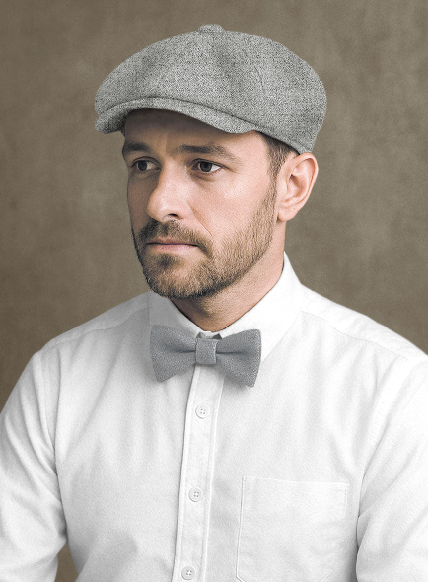 Naples Light Gray Tweed Newsboy Cap - StudioSuits