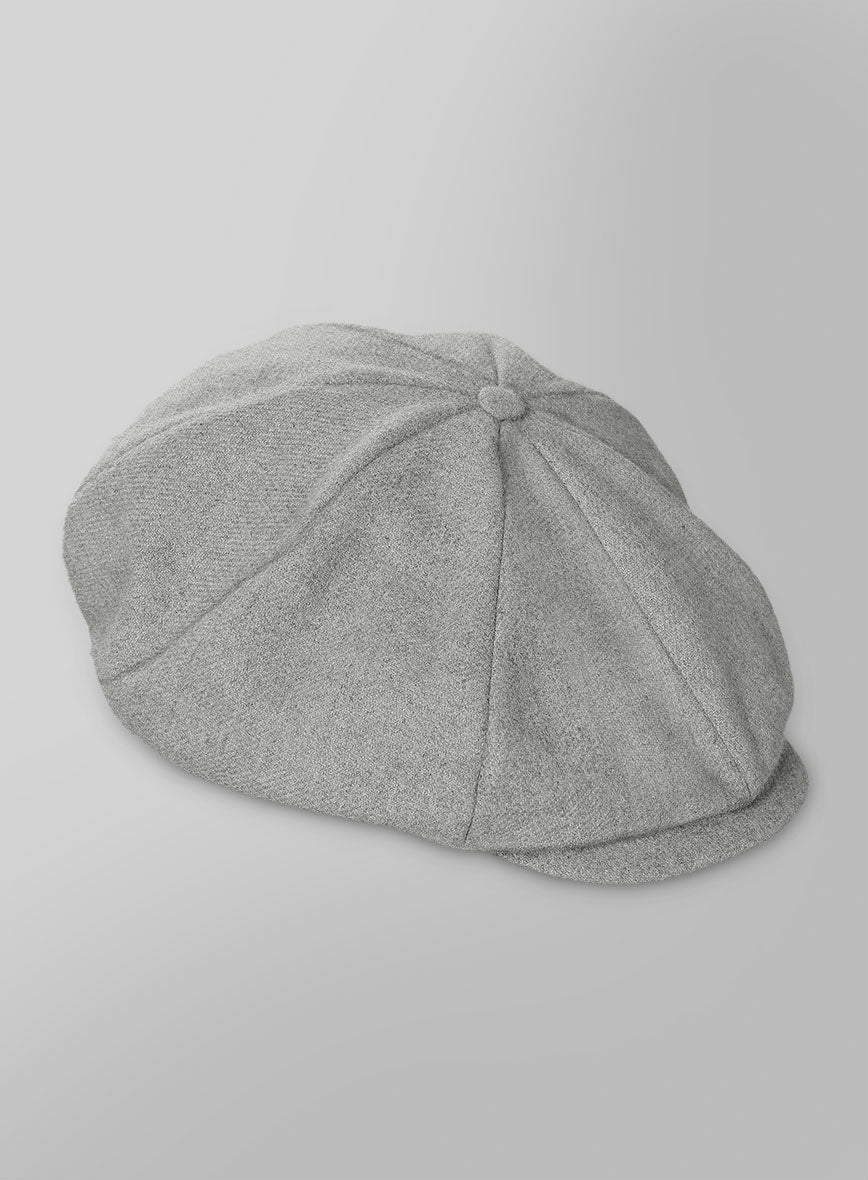 Naples Light Gray Tweed Newsboy Cap - StudioSuits
