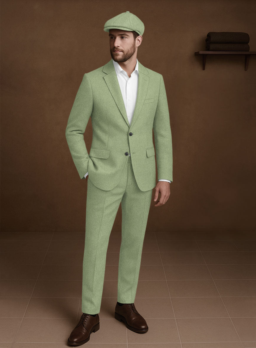 Naples Light Green Tweed Suit - StudioSuits