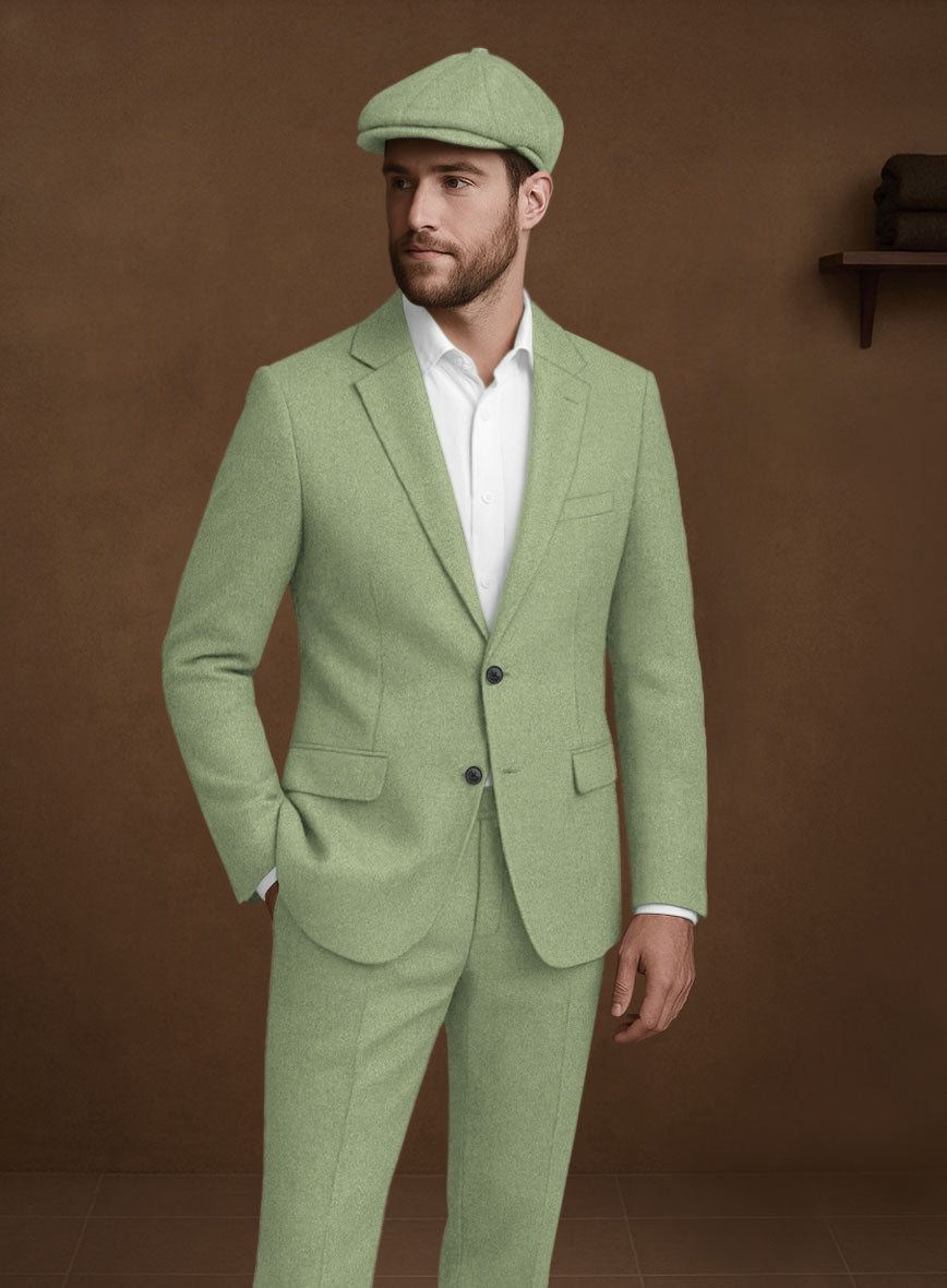 Naples Light Green Tweed Jacket - StudioSuits