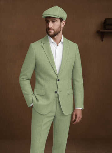 Naples Light Green Tweed Jacket - StudioSuits