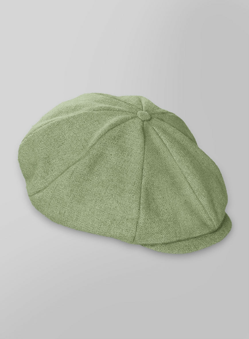 Naples Light Green Tweed Newsboy Cap - StudioSuits