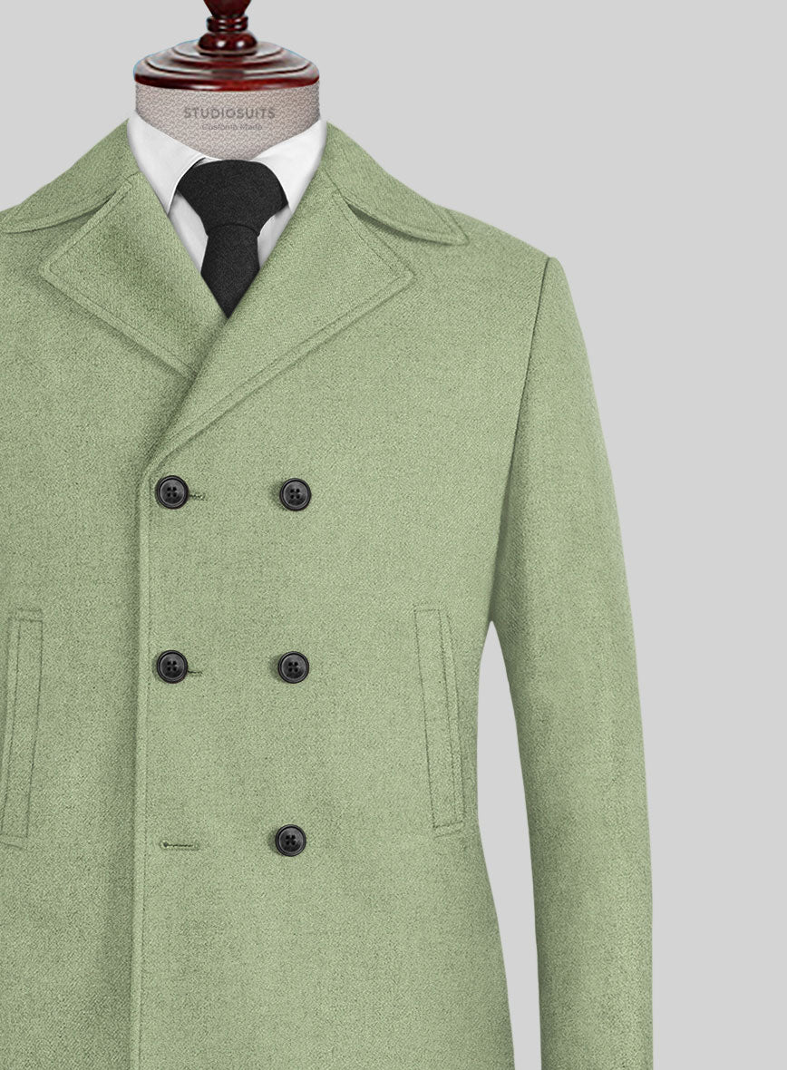 Naples Light Green Tweed Pea Coat - StudioSuits