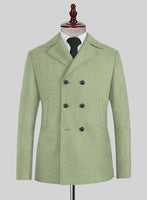 Naples Light Green Tweed Pea Coat - StudioSuits