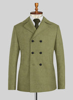 Naples Martini Green Tweed Pea Coat - StudioSuits