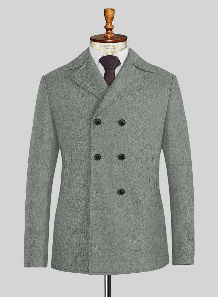 Naples Milano Sage Green Tweed Pea Coat - StudioSuits