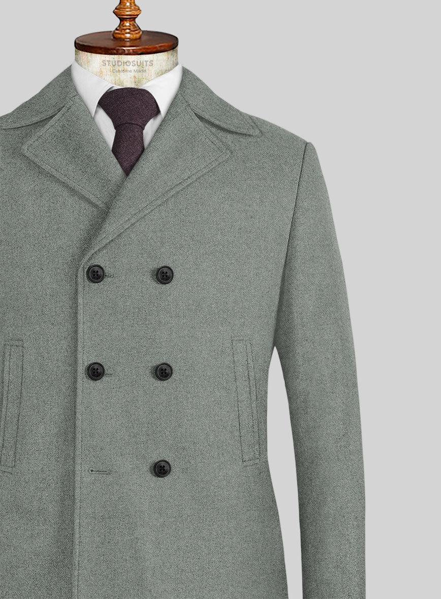 Naples Milano Sage Green Tweed Pea Coat - StudioSuits