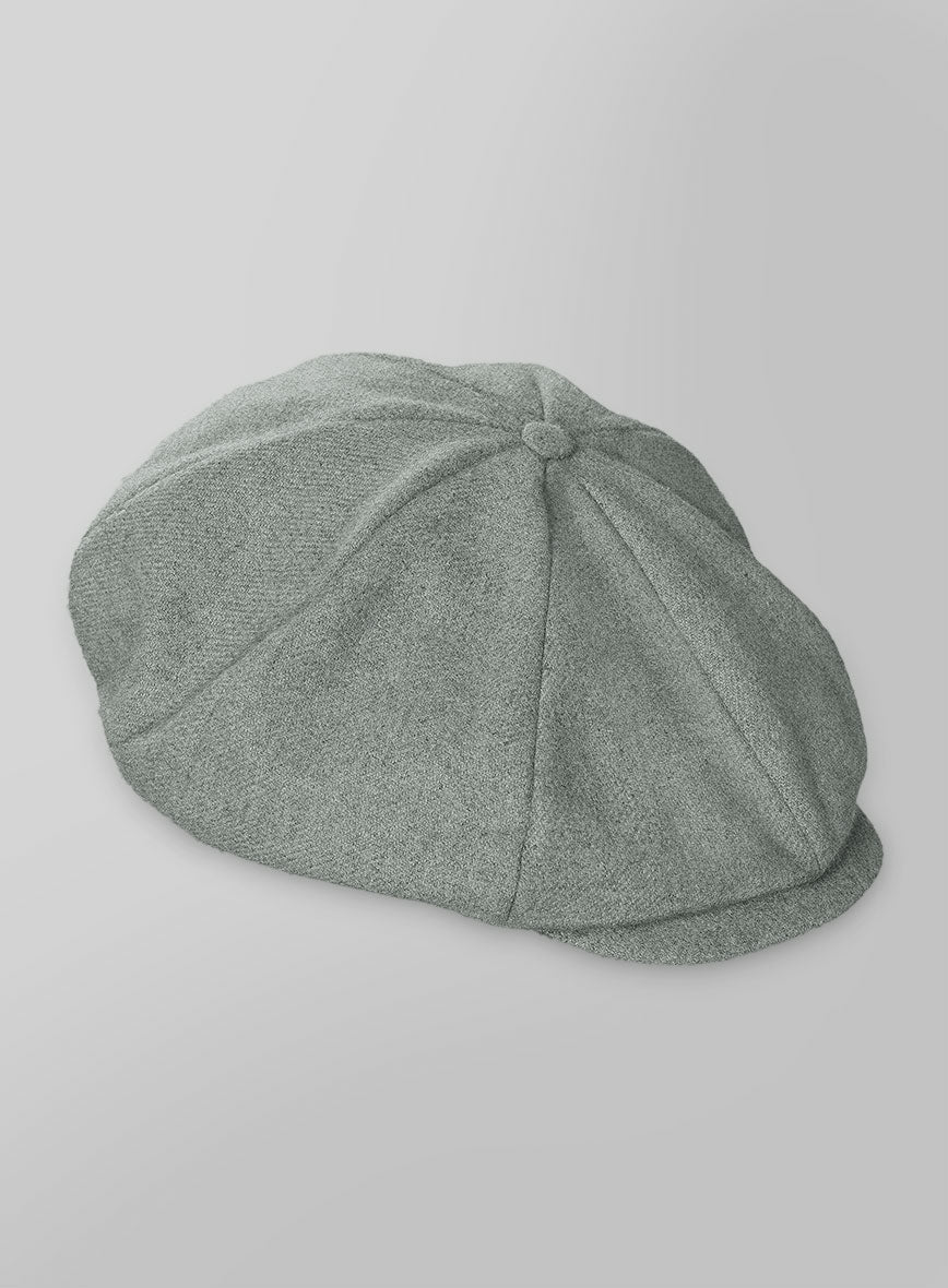 Naples Milano Sage Green Tweed Newsboy Cap - StudioSuits