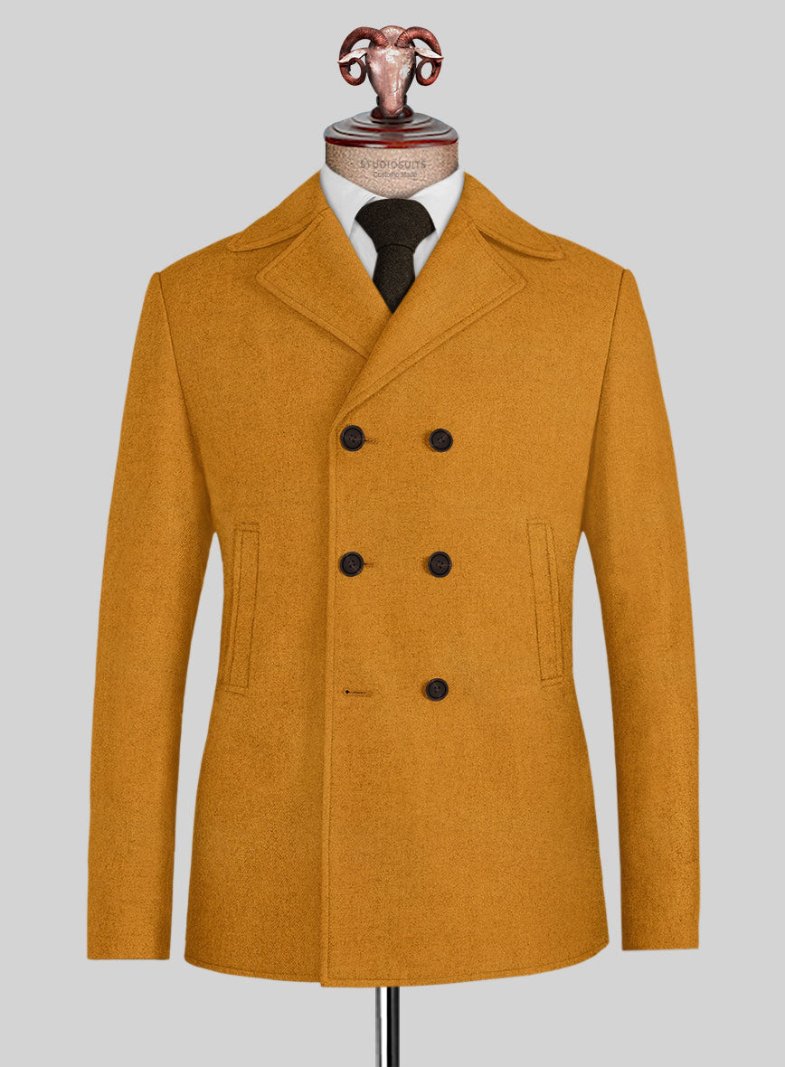 Naples Mimosa Yellow Tweed Pea Coat - StudioSuits