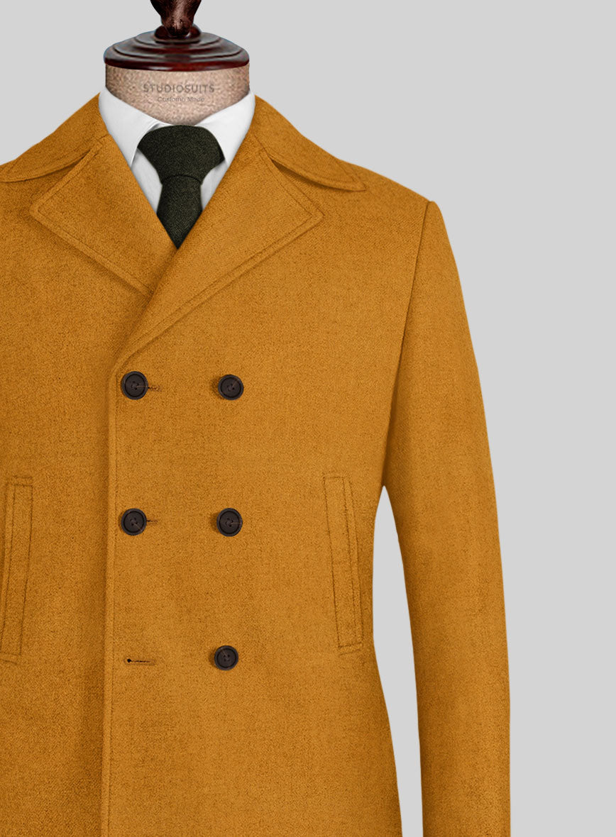 Naples Mimosa Yellow Tweed Pea Coat - StudioSuits