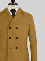 Naples English Musturd Tweed Pea Coat - StudioSuits