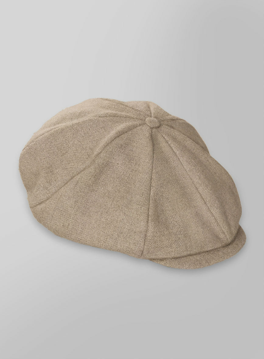 Naples Muted Beige Tweed Newsboy Cap - StudioSuits