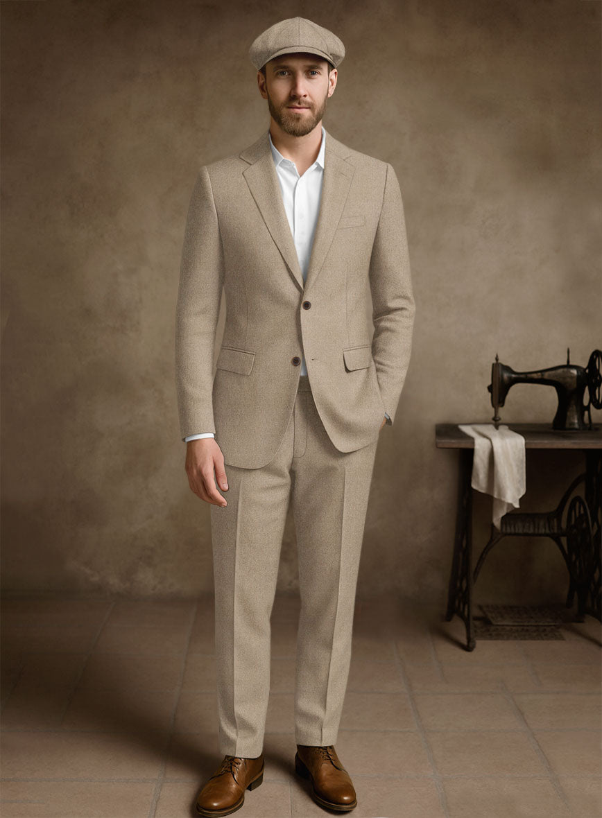 Naples Muted Beige Tweed Suit - StudioSuits