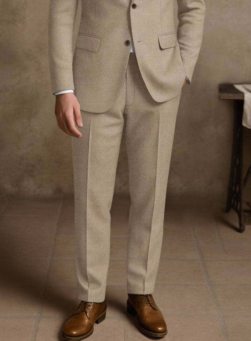 Naples Muted Beige Tweed Pants - StudioSuits