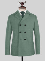 Naples Muted Green Tweed Pea Coat - StudioSuits